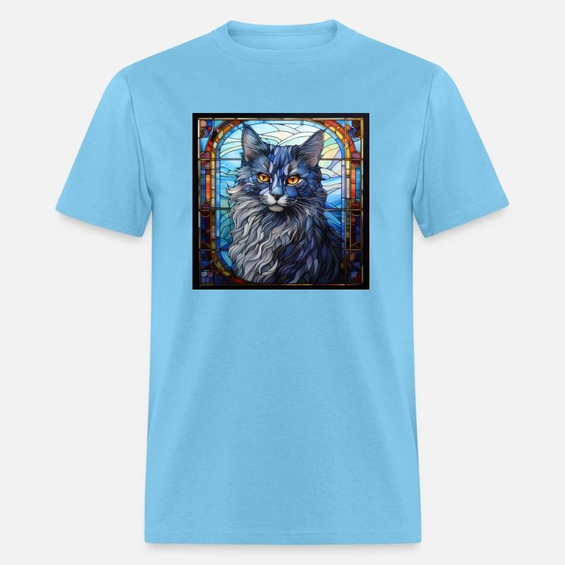 Nebelung cat in stained glass