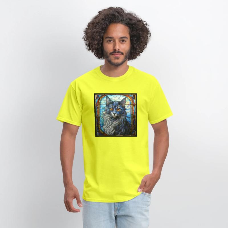 Nebelung cat in stained glass