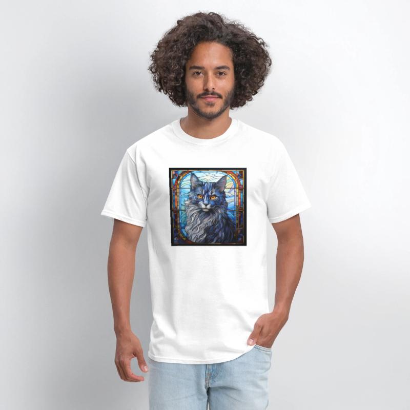 Nebelung cat in stained glass