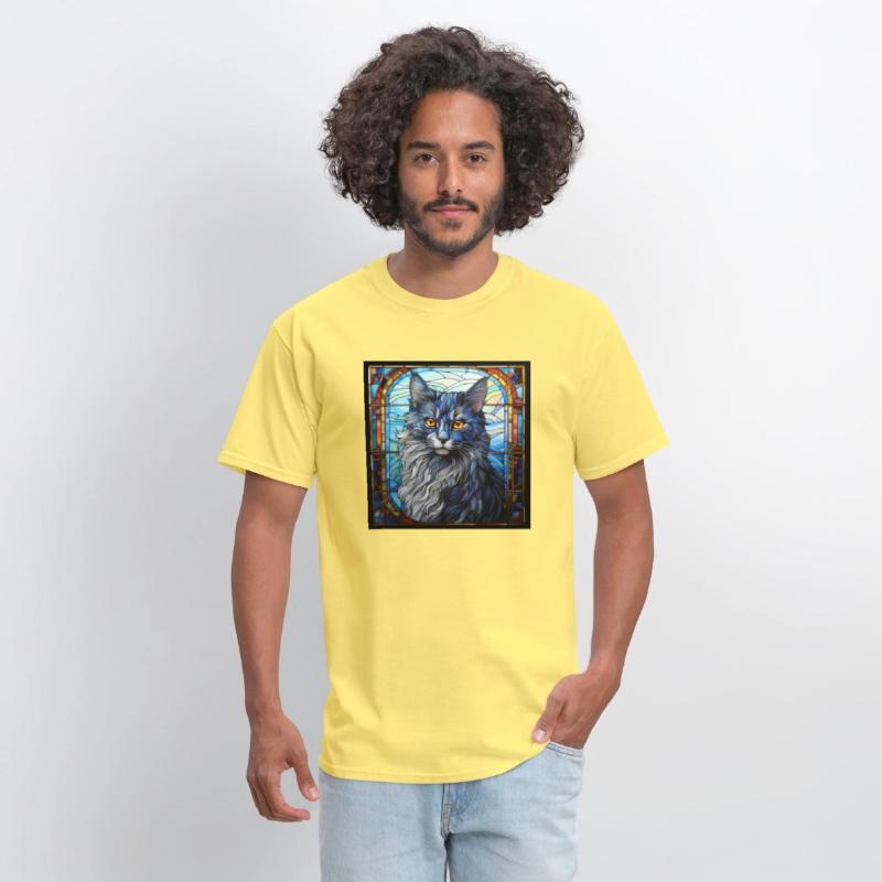 Nebelung cat in stained glass