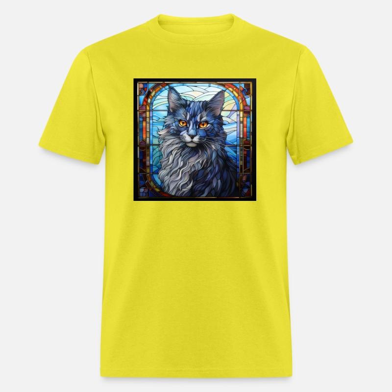 Nebelung cat in stained glass