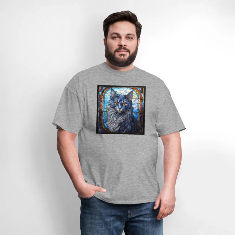 Nebelung cat in stained glass