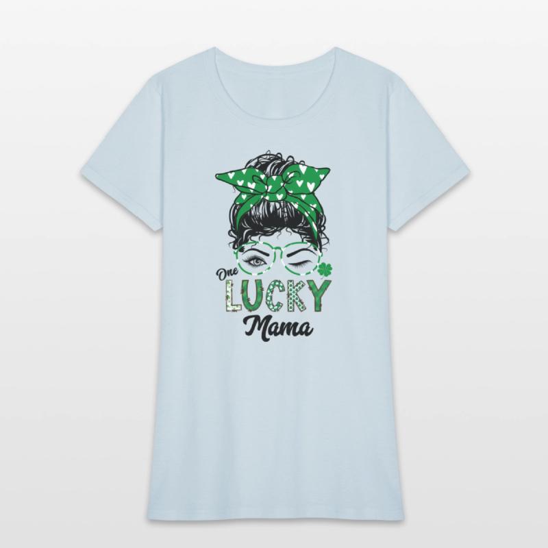 One Lucky Mama St PatricDay Wink Eye Messy Bun Hai