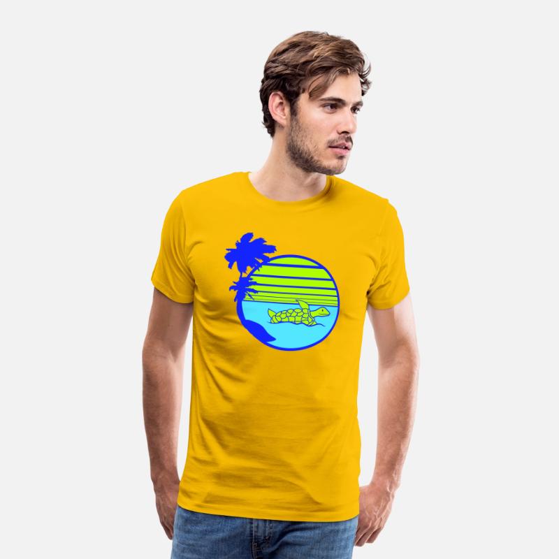 Palm Cute Turtle Swims Stripes Lines Sun Round Fun