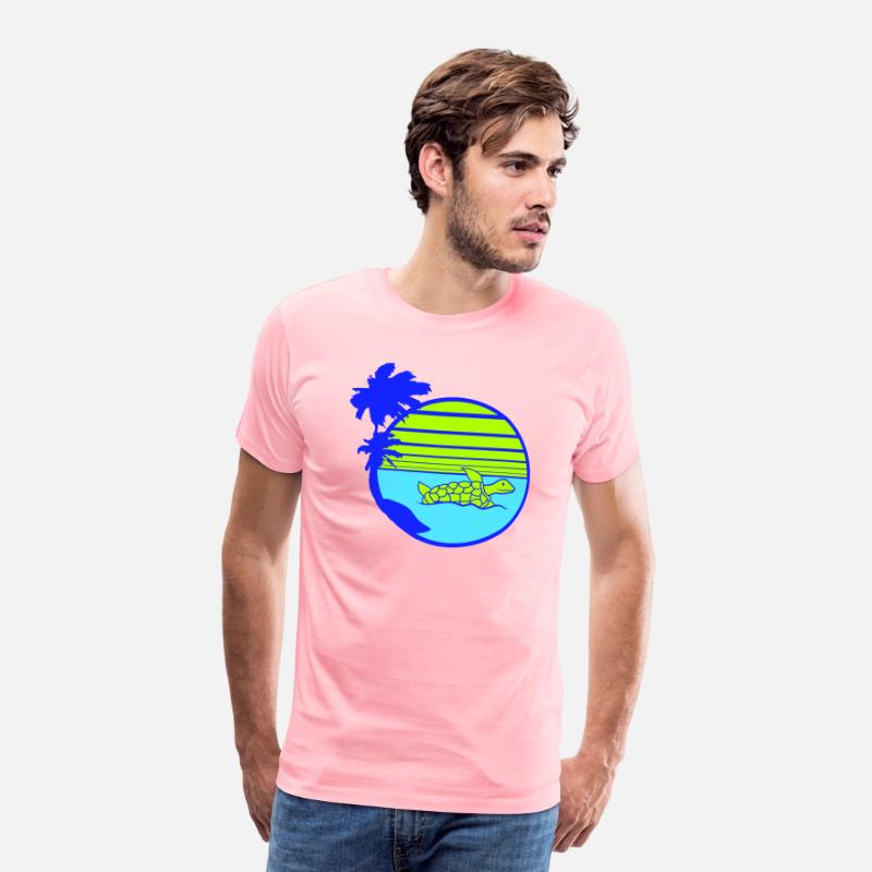 Palm Cute Turtle Swims Stripes Lines Sun Round Fun