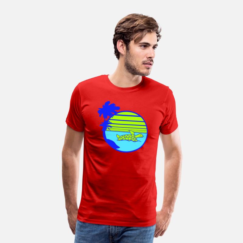Palm Cute Turtle Swims Stripes Lines Sun Round Fun