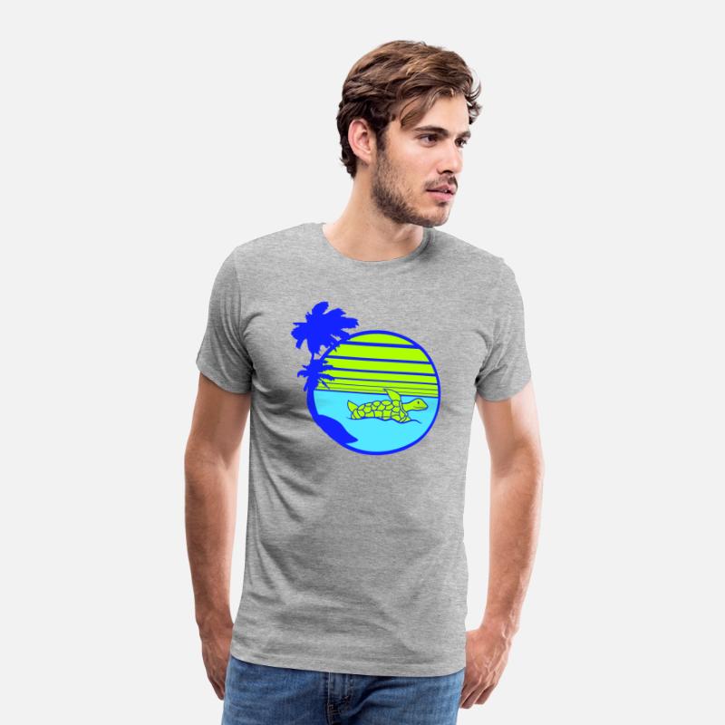 Palm Cute Turtle Swims Stripes Lines Sun Round Fun