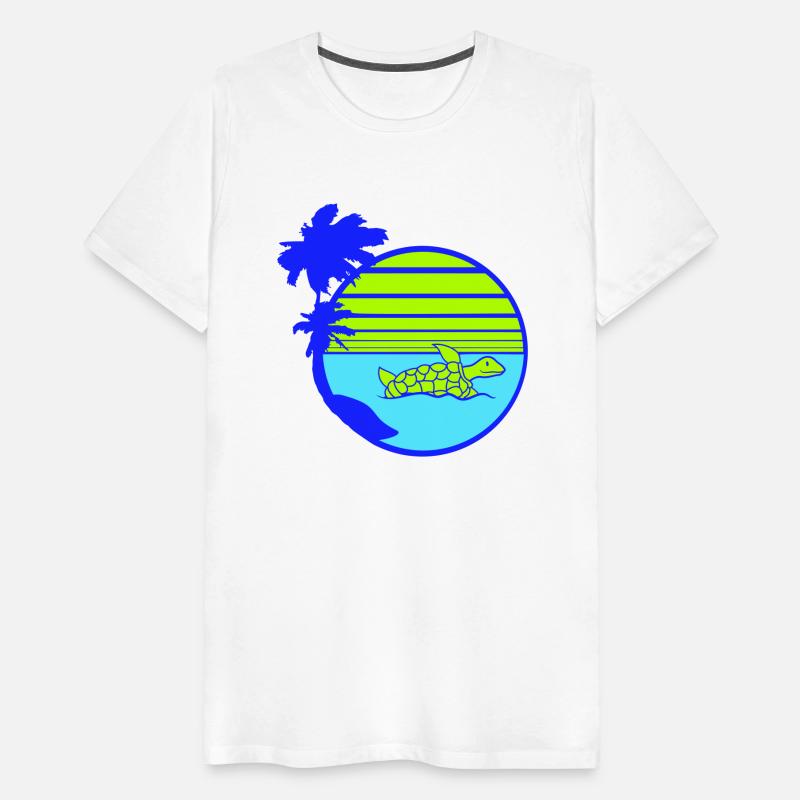 Palm Cute Turtle Swims Stripes Lines Sun Round Fun