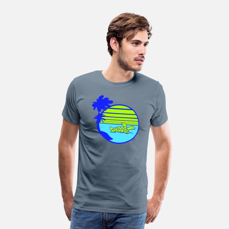 Palm Cute Turtle Swims Stripes Lines Sun Round Fun