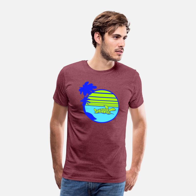 Palm Cute Turtle Swims Stripes Lines Sun Round Fun