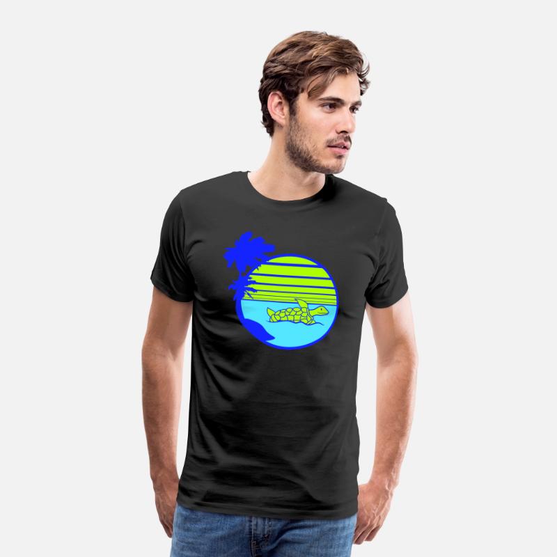 Palm Cute Turtle Swims Stripes Lines Sun Round Fun
