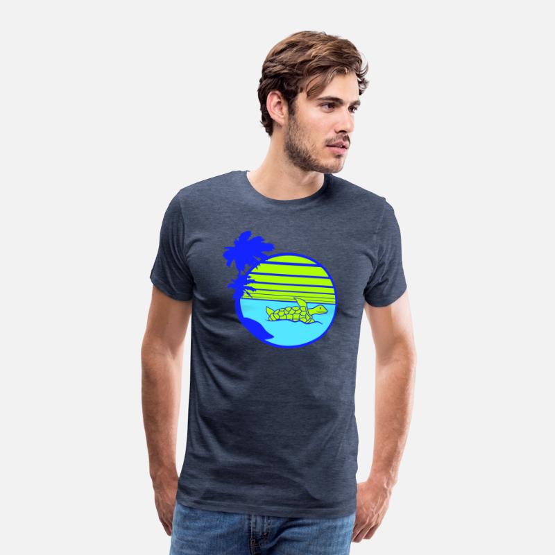 Palm Cute Turtle Swims Stripes Lines Sun Round Fun