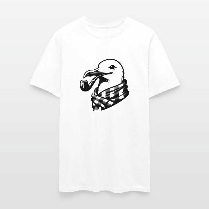 Pipe-diving Seafarer Seagull As A Coastal Motif