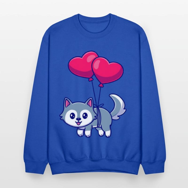 Playful Cat with Heart Balloons Design