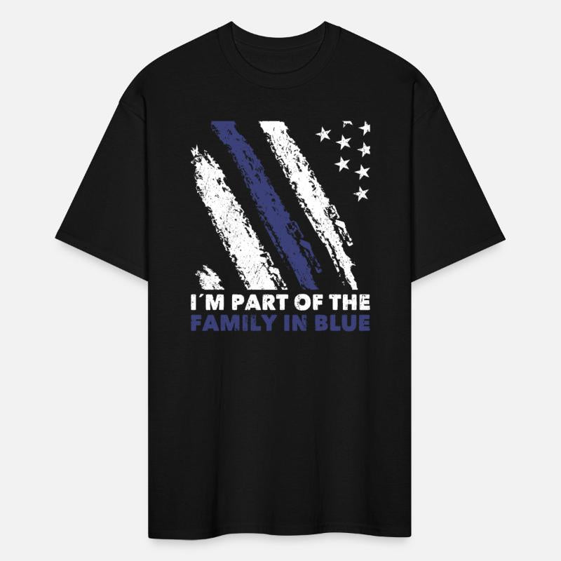 Policeman im part of family in blue police officer