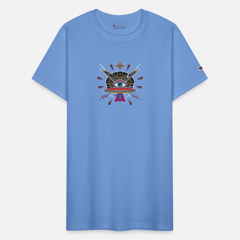 Psychedelic UFO Eye with Cosmic Lightning and