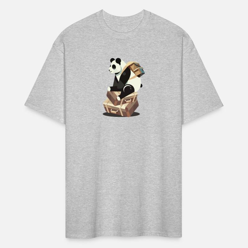 relaxed panda sits on packed suitcases