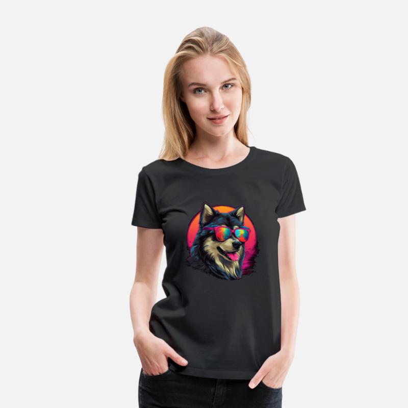 Retro Wave Alaska Malmute Dog Shirt