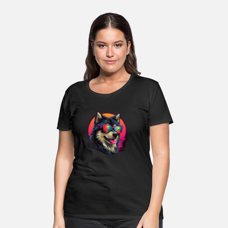 Retro Wave Alaska Malmute Dog Shirt