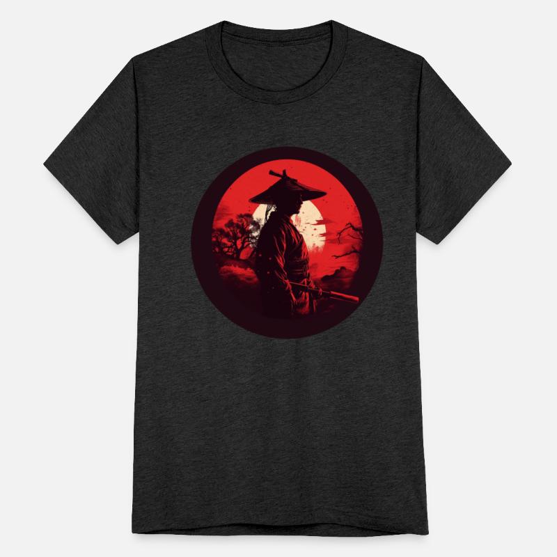 Samurai japanese noble warrior infront of red sun