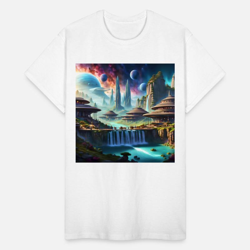 Sci-Fi World Space Alien Landscape Art UFO City