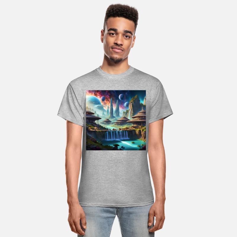 Sci-Fi World Space Alien Landscape Art UFO City