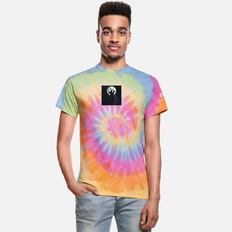 Silhouetted Couple Under Full Moon