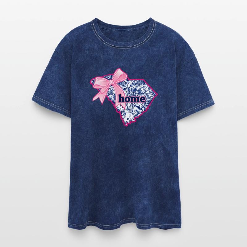 South Carolina Outline Adorned With Navy Floral