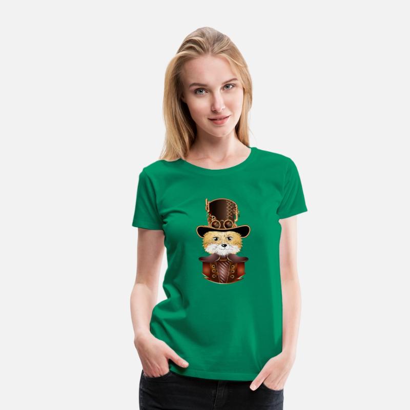 Steampunk fox with ancient cylinder hat look