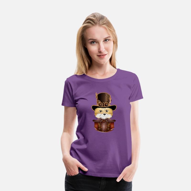 Steampunk fox with ancient cylinder hat look