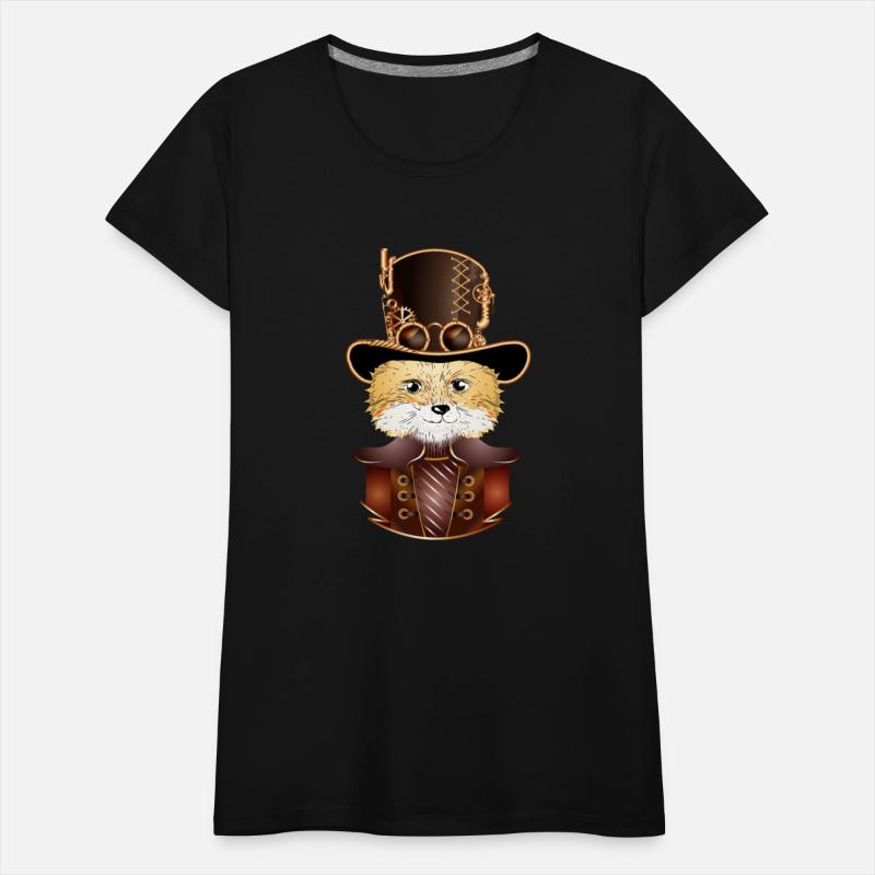 Steampunk fox with ancient cylinder hat look
