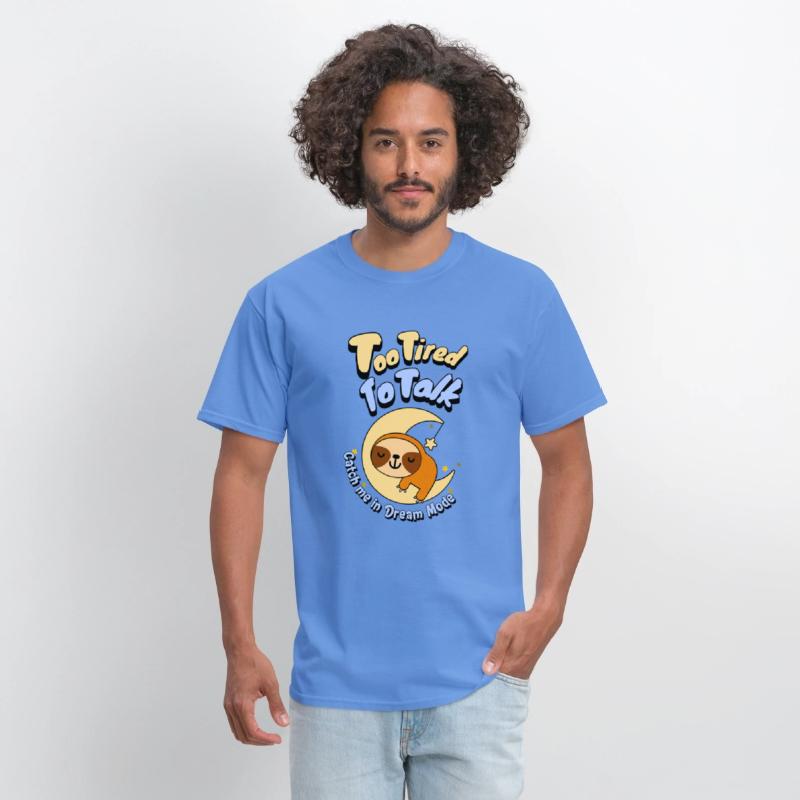 Too Tired To Talk Sloth on Moon T-Shirt