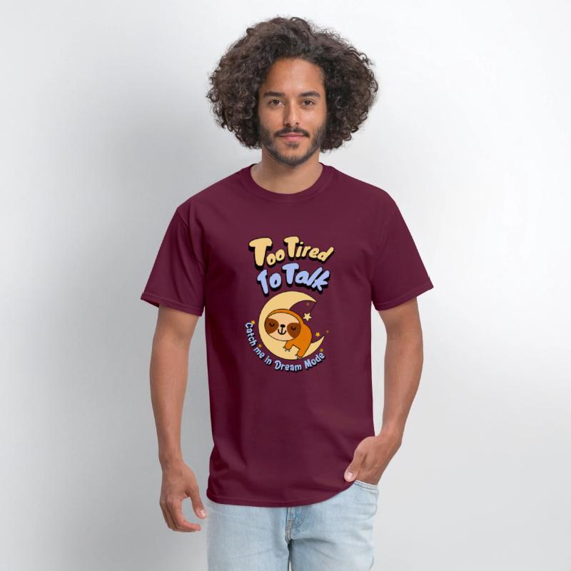 Too Tired To Talk Sloth on Moon T-Shirt