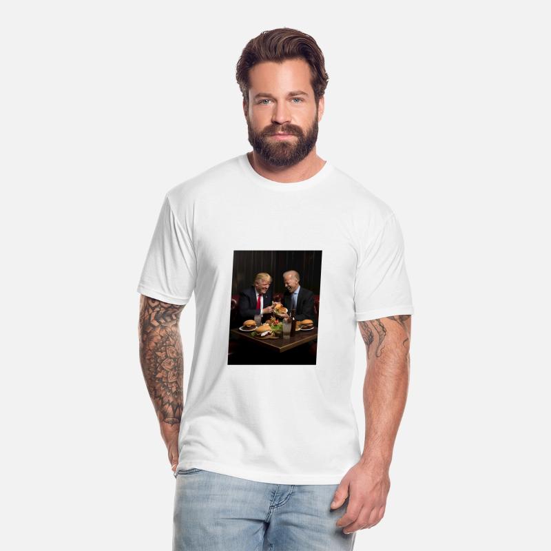 Trump and Biden enjoying burgers