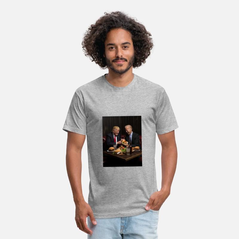 Trump and Biden enjoying burgers