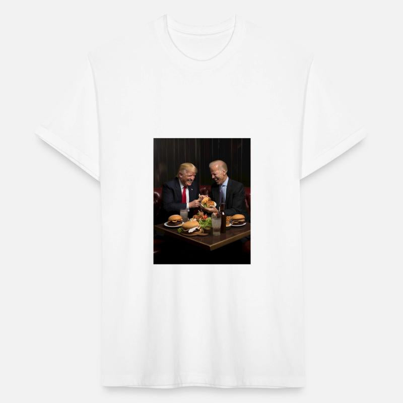 Trump and Biden enjoying burgers