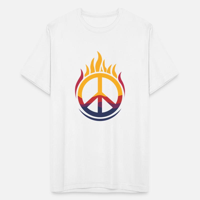 Vibrant Peace Sign Enveloped in Fiery, Colorful Fl
