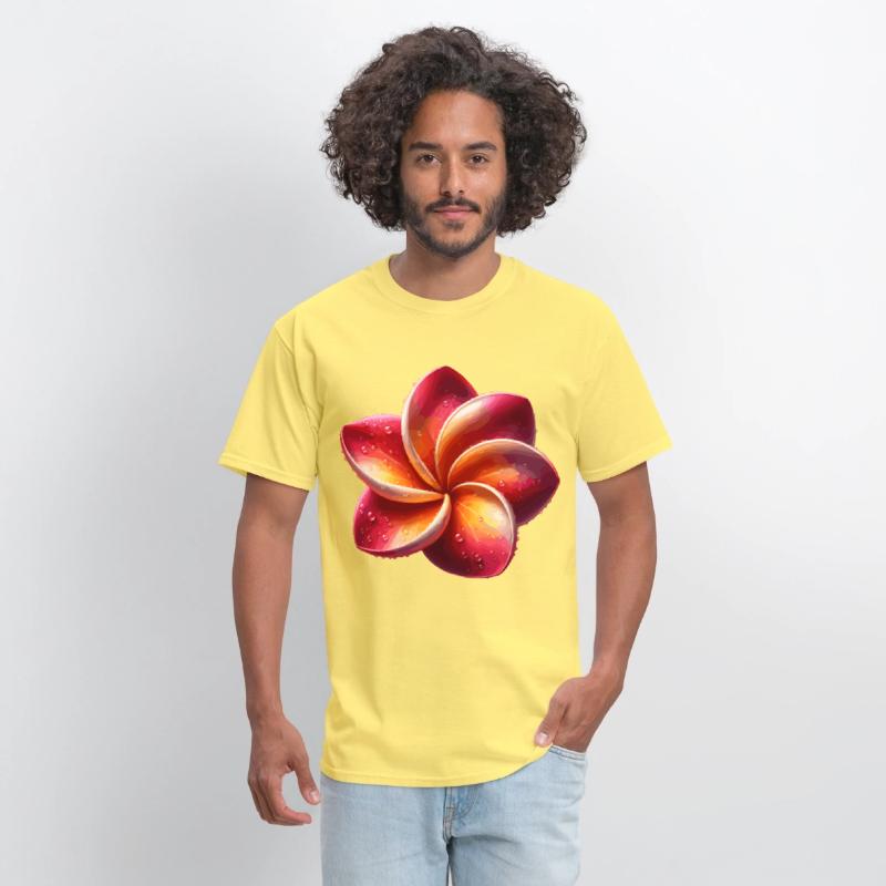 Vibrant Plumeria Flower with Water Droplets in