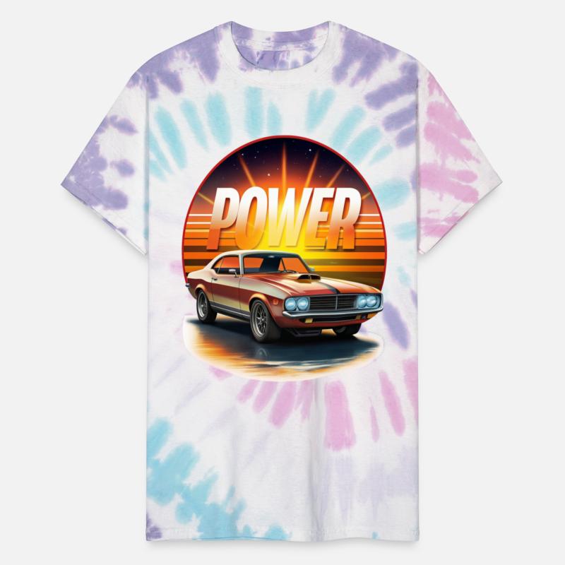 Vintage Muscle Car Power Sunset Streetwear Style