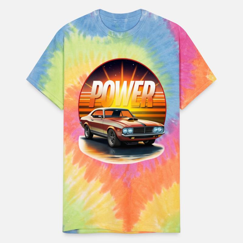 Vintage Muscle Car Power Sunset Streetwear Style
