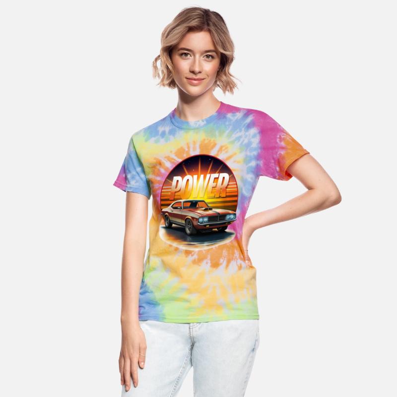 Vintage Muscle Car Power Sunset Streetwear Style