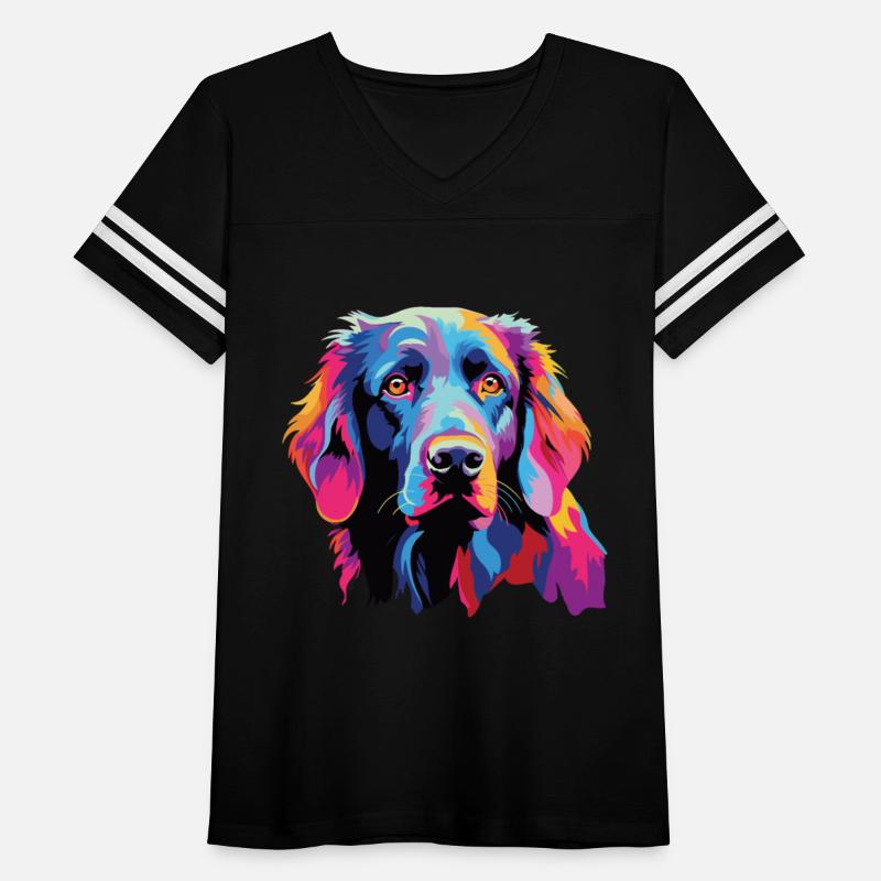Watercolor Colorful Flat Coated Retriever