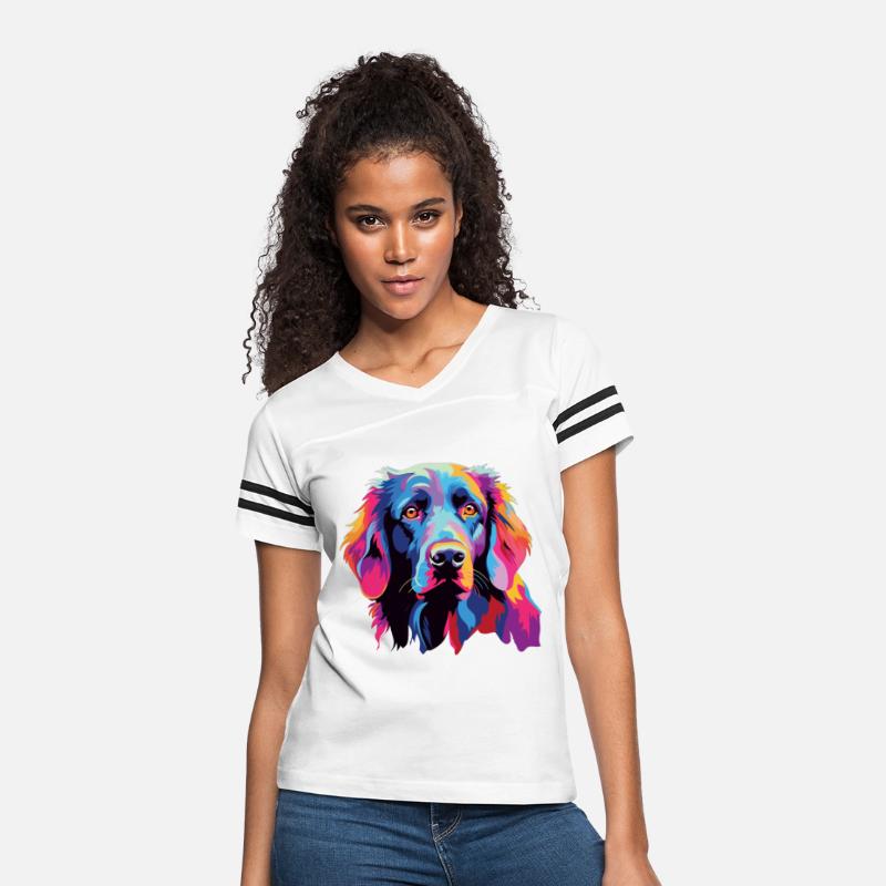 Watercolor Colorful Flat Coated Retriever