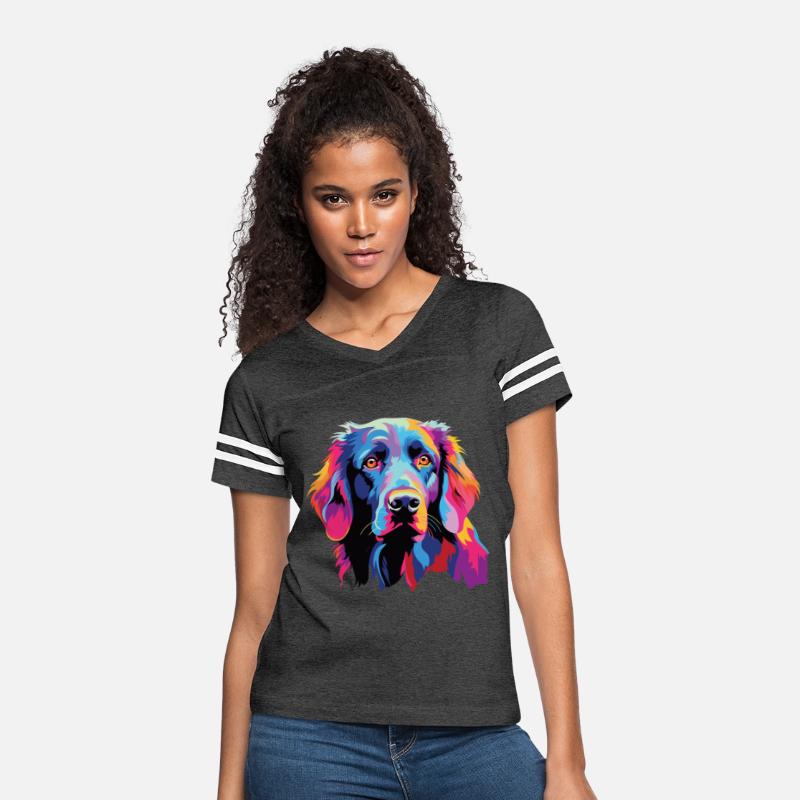 Watercolor Colorful Flat Coated Retriever