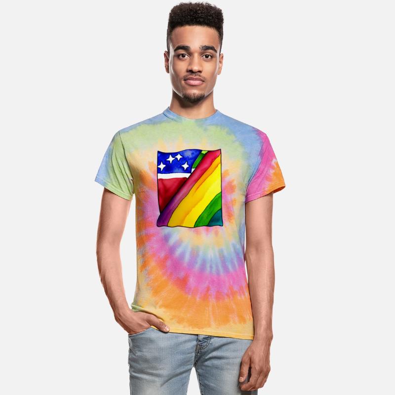 Watercolor painting of a rainbow flag.