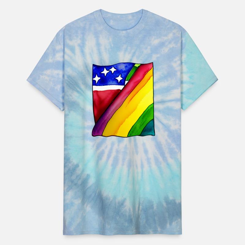 Watercolor painting of a rainbow flag.