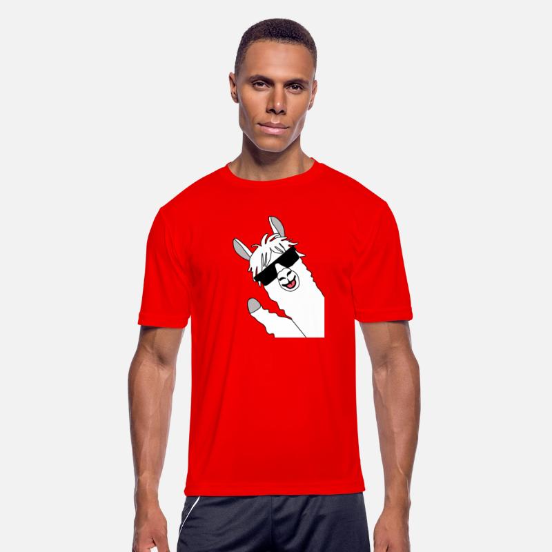 Waving alpaca comic lama in white with sunglasses