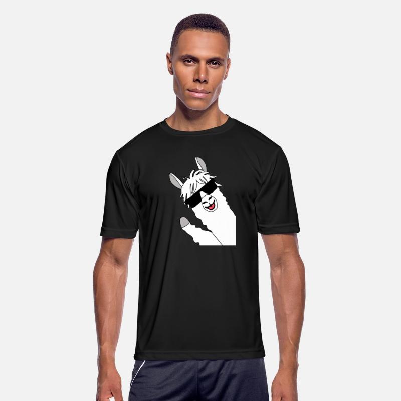 Waving alpaca comic lama in white with sunglasses