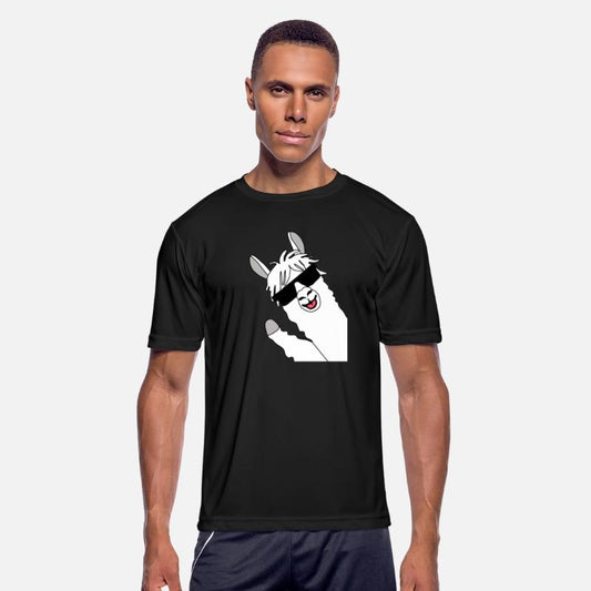 Waving alpaca comic lama in white with sunglasses